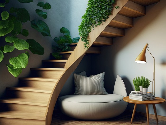Make use of space under stairs